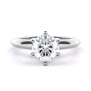 Hera design six-prong solitaire diamond engagement ring set in 18k white gold
