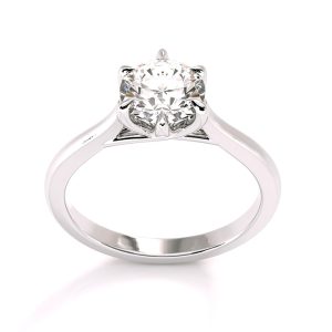 Lyra Six-Prong Claw Solitaire Engagement Ring in White Gold