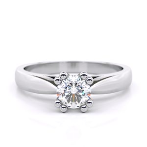 Clio Solitaire Engagement Ring in 18K White Gold Worn 0.50 lab grown