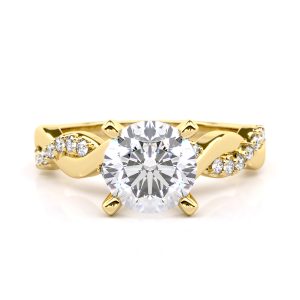 Calypso Accent Stone Twisted Engagement Ring with 1.57-Carat Round Shape Lab Grown Diamond
