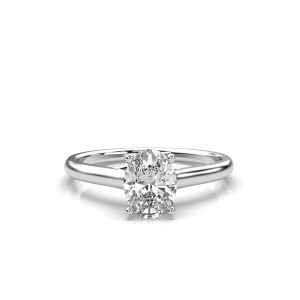 Phoebe Trellis Solitaire Engagement Ring with 0.9-Carat Oval Shape Diamond